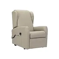 poltrone italia miriam fauteuil de relaxation personnalisé, 2 moteurs, avec aide au levage, roues à roulettes, mousse à mémoire de forme, siège micro-ressort, résistant à la saleté, beige clair