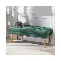 wahson banc ottoman banquette banc de lit en velours banc d'entree banquette avec pieds dorés pour chambre à coucher, salon, couloir (vert)