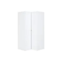 calicosy - armoire dressing d'angle 2 portes - avec poignées en bois massif - couleur blanc - collection stige - armoire de chambre - l 104 x p 104 x h 206 cm