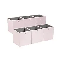 amazon basics lot de 6 cubes de rangement pliables, en tissu, rose pivoine, 26,7 x 26,7 x 28 cm