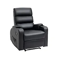 homcom fauteuil de relaxation inclinable avec repose-pied ajustable revêtement synthétique noir