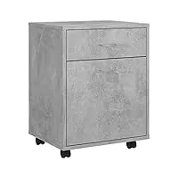 vidaxl armoire à roulettes meuble de rangement armoire de bureau sur roulettes fourniture de bureau intérieur gris béton 45x38x54 cm aggloméré
