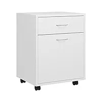 vidaxl armoire à roulettes meuble de rangement armoire de bureau sur roulettes fourniture de bureau intérieur blanc 45x38x54 cm aggloméré
