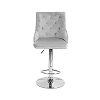evtscan tabouret de bar en velours à hauteur réglable avec repose-pieds chaise de salle à manger rotative pour fournitures de cuisine(gray)