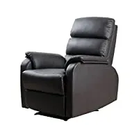 homcom fauteuil de relaxation inclinable avec repose-pied ajustable revêtement synthétique brun foncé