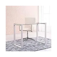 pegane table bureau en verre/métal avec pieds blanc - longueur 100 x profondeur 50 cm