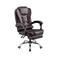fauteuil de bureau chaise en cuir pu pour ordinateur hauteur réglable avec repose-pied, 50 x 45 x (111-121) cm (marron)