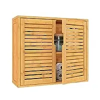 viagdo armoire de salle de bain suspendue en bambou avec étagère réglable en hauteur, étagère murale 20,7 x 59 x 51 cm beige