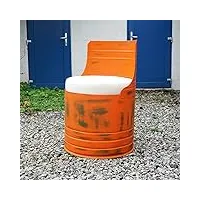 barak 7 - fauteuil industriel bidon orange, style indus, chaise de bar vintage