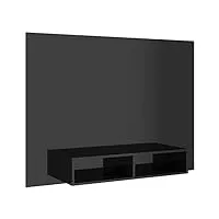 vidaxl meuble tv mural armoire suspendue centre de divertissement armoire stéréo salon salle de séjour noir brillant 135x23,5x90 cm aggloméré