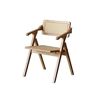 lhl chaise pliante de rotin nordique, rétro classique dossier intérieur, chaise en bois massif, chaise à manger simple, accoudoirs chaise de jardin protéger (color : wooden, taille : 34.8in)