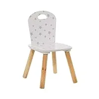chaise enfant coloris blanc motif étoiles - longueur 32 x profondeur 31,5 x hauteur 50 cm -pegane-