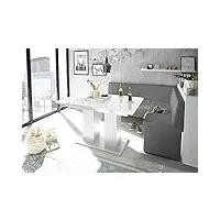 mystylewood olga banc d'angle en cuir synthétique avec table colonne blanc 196 x 142r
