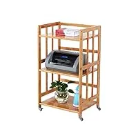 meuble imprimante support d'imprimante 3 couches avec le déplacement roues en bambou support de rangement for la maison cuisine bureau étagère caisson bureau (size : l 60cm)