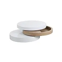 vente-unique - table basse pivotante ronde janita - mdf - blanc et chêne