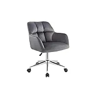 vente-unique - chaise de bureau - velours - gris - hauteur réglable - pega