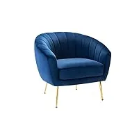 vente-unique - fauteuil cabriolet en velours pablito - bleu roi - accoudoir