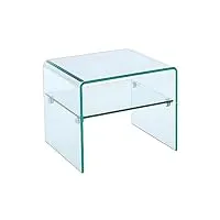 vente-unique - table de chevet - 1 niche - verre trempé - stileos