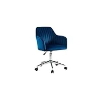 vente-unique - chaise de bureau - velours - bleu - hauteur réglable - eleana