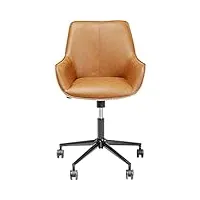 kare chaise de bureau monica marron, bois d'ingénierie plastique polyuréthane métal, 83x57x61cm