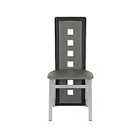 huole chaises de salle à manger lot de 8,chaise de cuisine-dossier haut siège large, meubles de salle à manger, chaise de salon en cuir pvc pour cuisine, salle à manger, jardin (gris+noir)