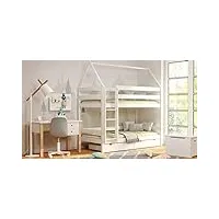 children's beds home - lit superposé en bois massif – barnie pour enfants et tout-petits – taille 190 x 90 cm, couleur bleu, tiroir sans matelas