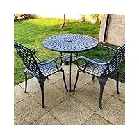 lazy susan salon de jardin: 88 cm table mia ronde en bronze ancien avec 2 chaises rose en aluminium résistant aux intempéries | facile à assembler