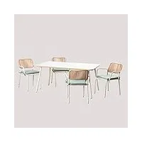 sklum ensemble avec une table et 4 chaises de jardin arhiza style vert sapin