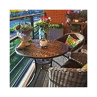 lazy susan salon de jardin: 88 cm table mia ronde en bronze ancien avec 2 chaises kate en aluminium résistant aux intempéries | facile à assembler