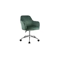 vente-unique - chaise de bureau - velours - vert - hauteur réglable - eleana
