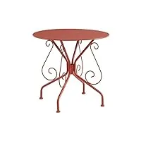 vente-unique - table de jardin d.80 cm en métal façon fer forgé - terracotta - guermantes de mylia