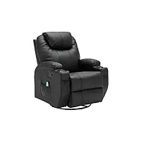 vente-unique - fauteuil massant silvano en simili - noir