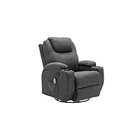 vente-unique - fauteuil massant silvano en tissu - gris - appuie-tête, inclinable