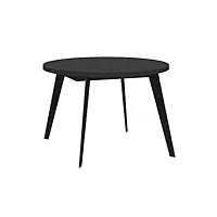 meubletmoi table ronde extensible/table de repas en panneau de particule noir 74,5 cm x 110 cm x 110 cm - piètement en métal noir mat - vanessa
