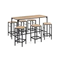 idmarket - ensemble table haute de bar detroit 150 cm et 6 tabourets design industriel