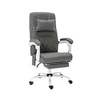 vidaxl chaise de bureau de massage fauteuil d'ordinateur inclinable siège de bureau fauteuil ergonomique maison intérieur gris similicuir