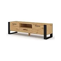 meuble tv bas 160 cm couleur chêne artisan nuka commode tv hi-fi table