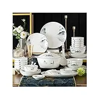 60 pièces vaisselle set set antiquity chinois style porcelaine ensemble dîner plates plateaux/bols et cuillères et soupe service de pot for 12 facile à nettoyer lave-vaisselle coffre-fort