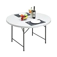 hollyhome table pliante table de camping 122cm, table de pique-nique ronde avec poignée pour jardin barbecue restauration fête cuisine extérieure intérieure