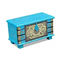 bleu matériau : bois de manguier coffre de rangement bois de manguier bleu 80 x 40 x 45 cmmeubles armoires meubles de rangement coffres de rangement
