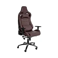 clp fauteuil de bureau gaming keren en véritable cuir i chaise gamer hauteur réglable i dossier inclinable i coussin lombaire i pivotant, couleur:marron