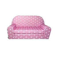 fortisline, canapé-lit enfant, sofa, convertible motif étoiles blanches sur le fond rose