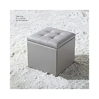 dypxg pouf de rangement carré en bois, cube avec similicuir avec couvercle à charnière repose-pieds tabouret table basse pouf boîte de rangement-gris 40x40x40cm (16x16x16)