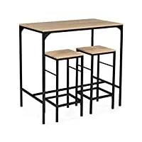 idmarket - ensemble table haute de bar detroit 100 cm et 2 tabourets design industriel