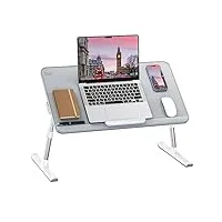 table de lit, saiji table pliable, réglable hauteur angle, max 17'' ordinateur portable, pour lit canapé (gris, 60 * 33cm)