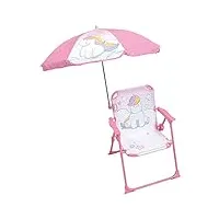 fun house licorne chaise pliante camping avec parasol dimensions : h.38.5 x l.38.5 x p.37.5 cm + parasol Ø 65 cm pour enfant rose