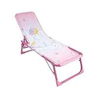 fun house enfant licorne chaise longue transat pliable 112 x 40 x 40 cm, rose