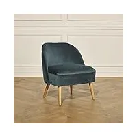 robin des bois - mia : fauteuil crapaud en velours bleu paon