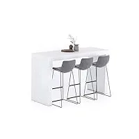 mobili fiver, table haute evolution 180x60, frêne blanc, made in italy