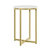 yaheetech table d'appoint ronde table de chevet diamètre 40 cm avec dessus en imitation marbre bouts de canapé pour salon, chambre, couloir gain de place